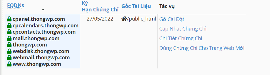 Chứng chỉ SSL đã được đăng ký